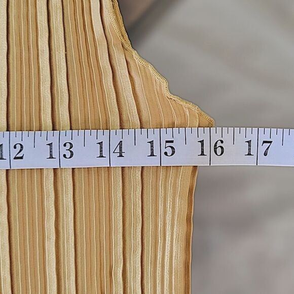 NICOLA pleated gold sleeveless turtleneck blouse - Picture 7 of 8